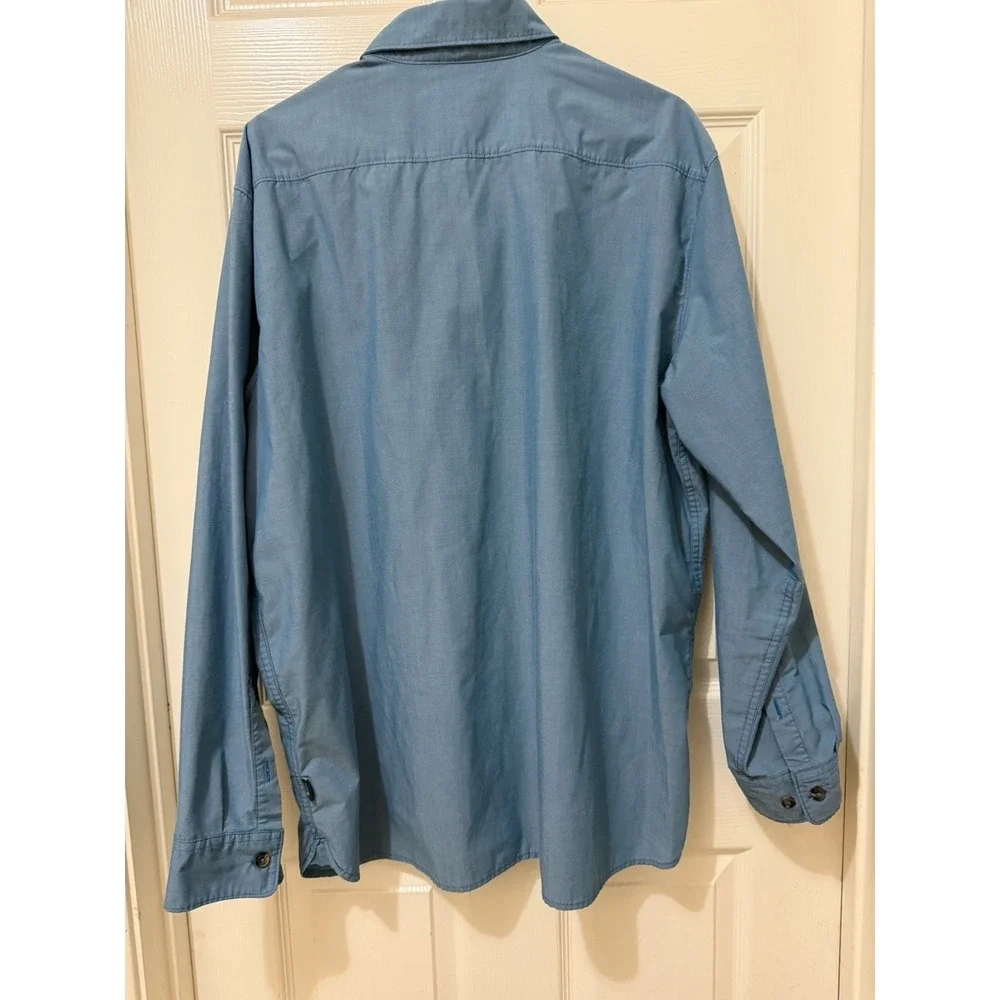 The North Face Men's Smokey Blue Long Sleeve Button Up Shirt‎ XL